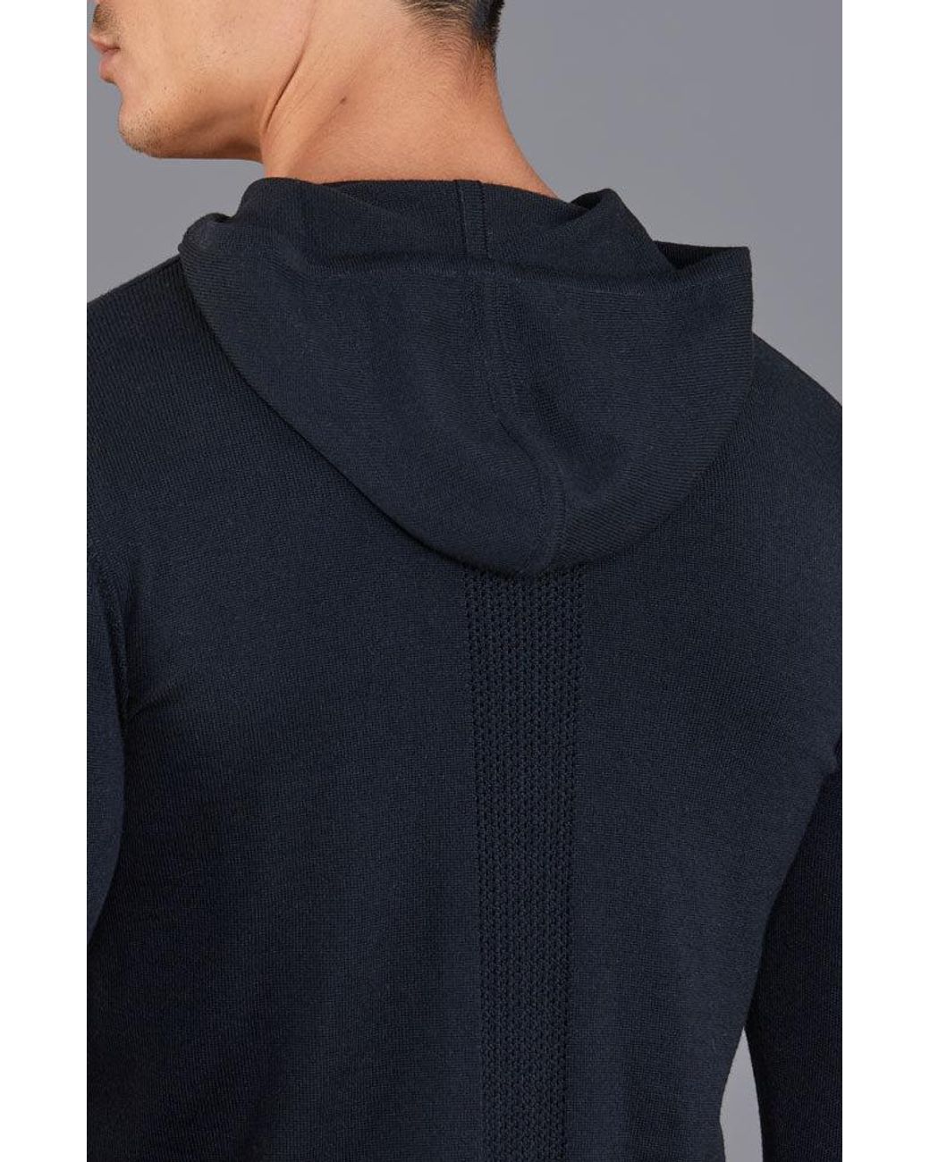 Paul James Knitwear Blue Heavyweight Merino Helios Activewear Hooded Jumper for men