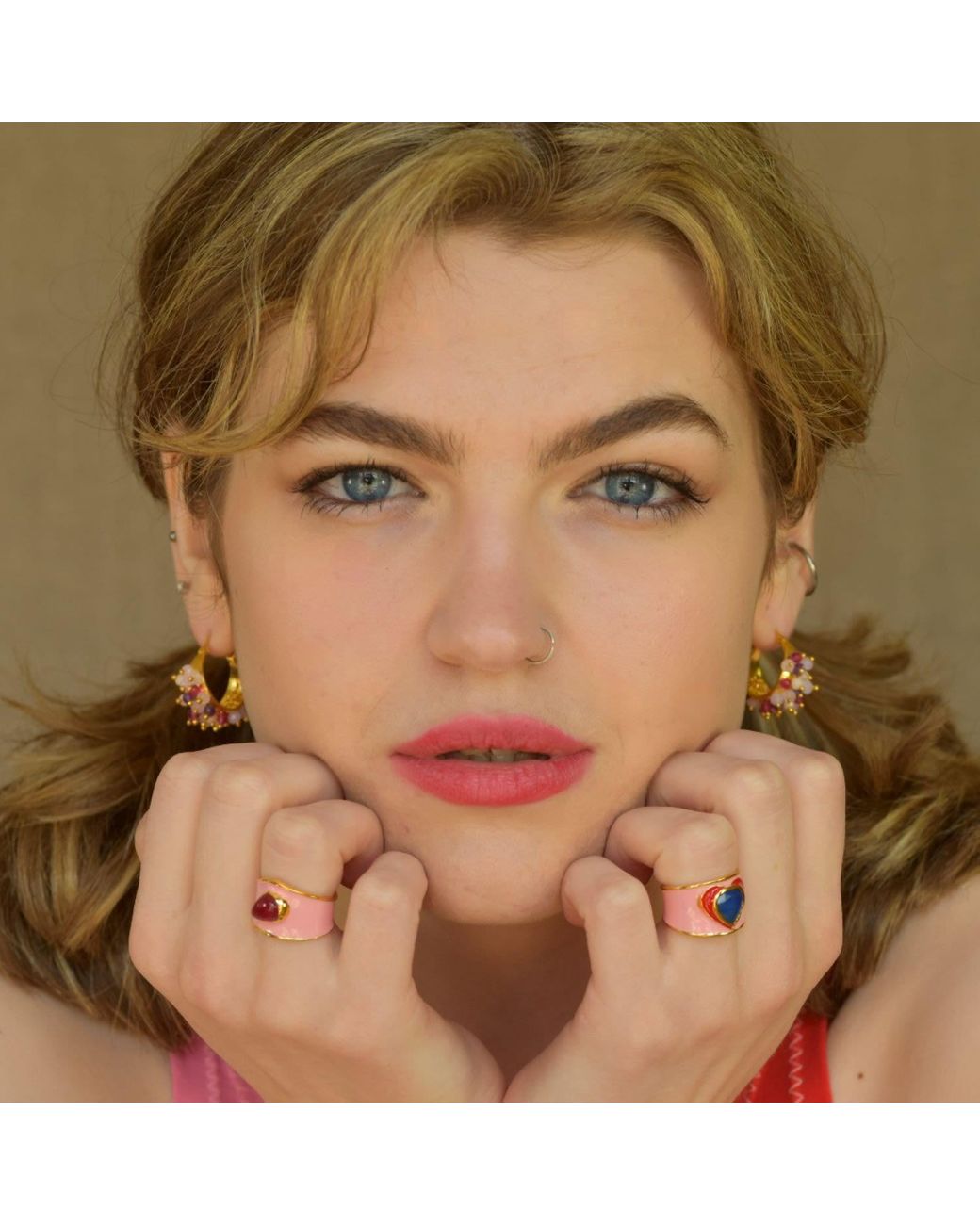GEM BAZAAR Metallic Bejewelled Hoops