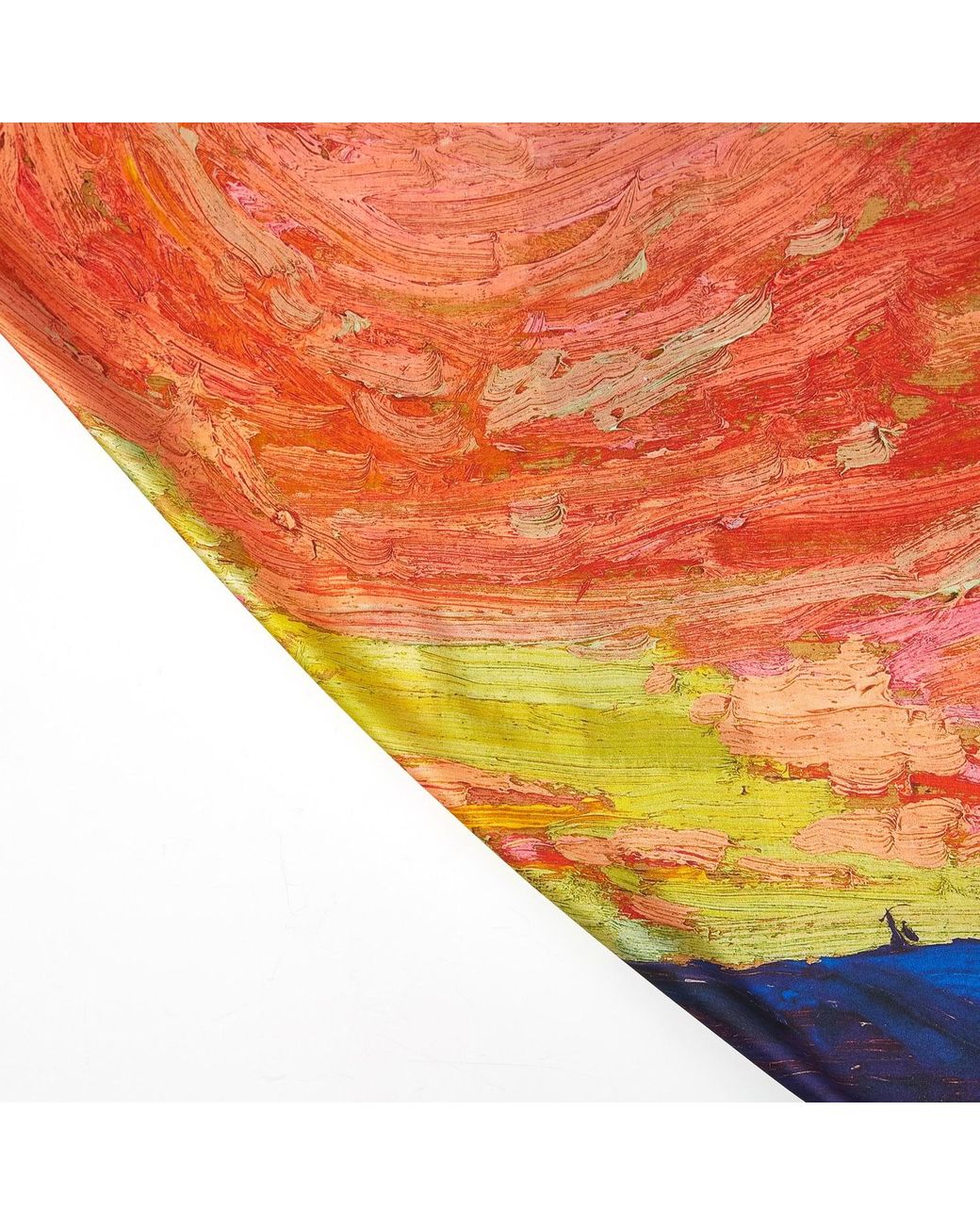 Soft Strokes Silk Purple Pure Silk Scarf Oil Painting Sunset By Tom Thomson Large