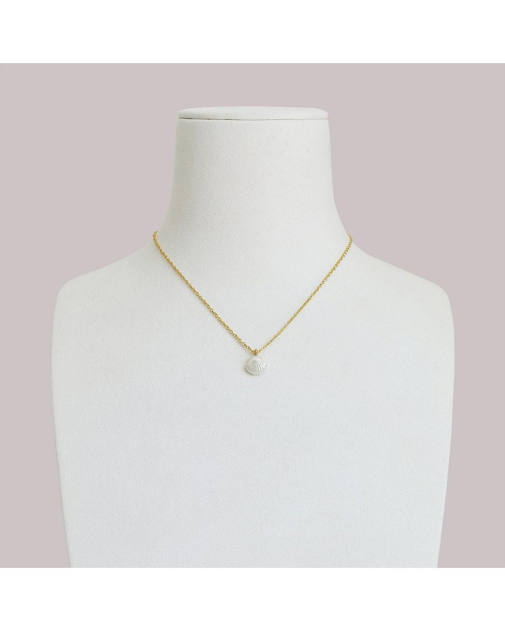 POPORCELAIN Metallic Mini Porcelain Seashell Necklace, Tone
