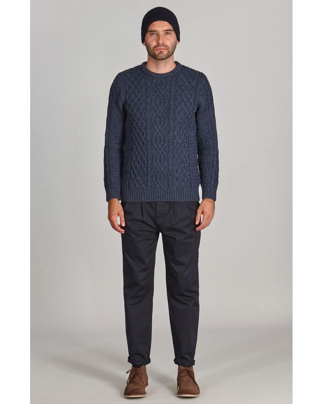 Paul James Knitwear Blue Lightweight Merino Cashmere Beaulinee Beanie