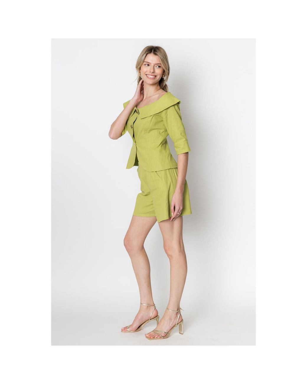Zetaye Yellow Celeste Linen Cotton Blazer