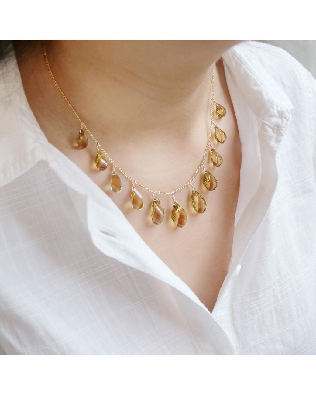 MOUNIR LONDON Metallic Cognac Quartz Statement Necklace
