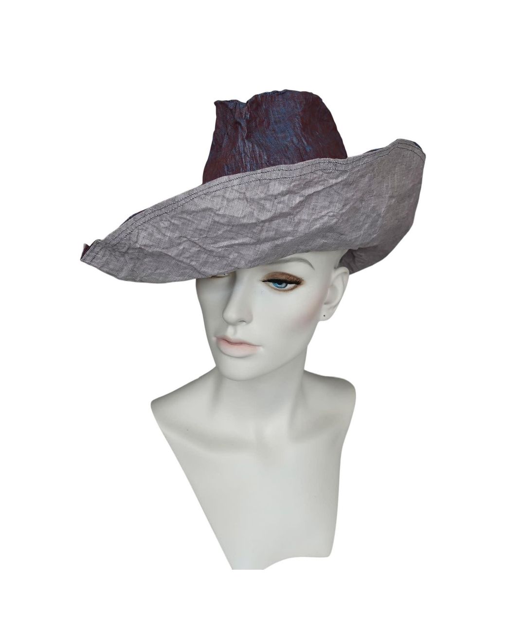 Romer Millinery Purple Morphy Moldable Wide Brim Linen Travel Hat