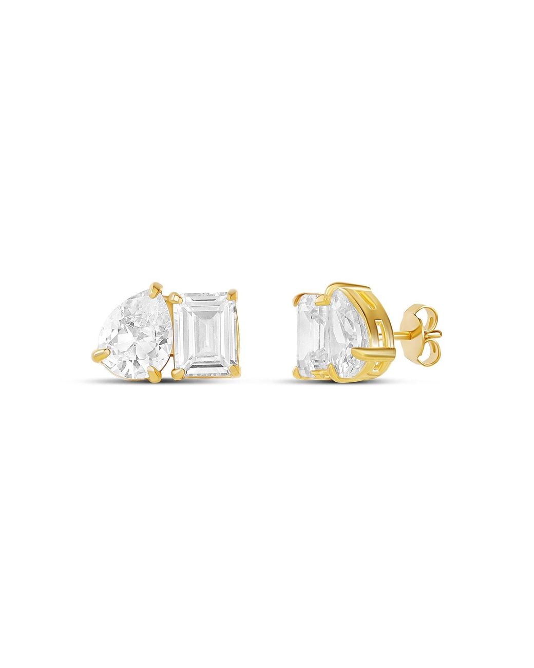 SHYMI Metallic Two Stone Prong Set Earrings