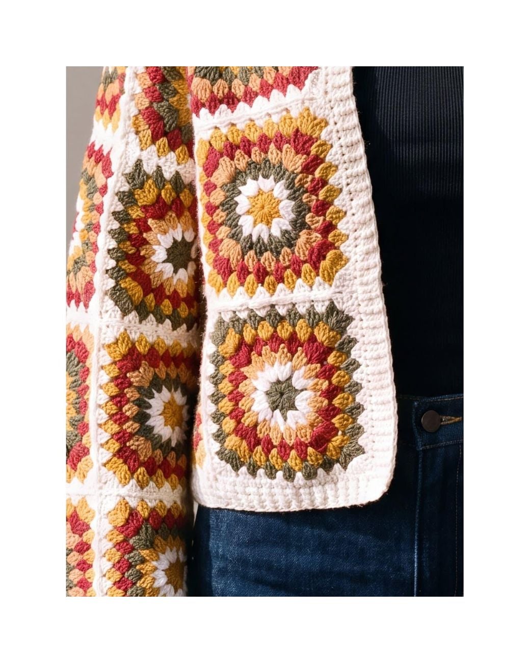 Ana Chic Brown Autumn Sunburst Handmade Crochet Cardigan