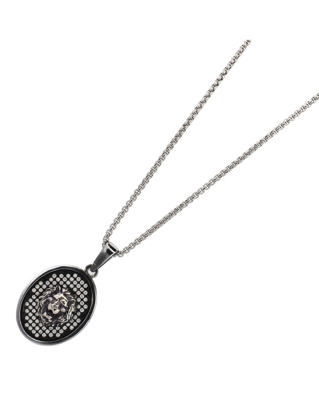 Ebru Jewelry Black Lion Head Pave Diamond Sterling Chain Necklace