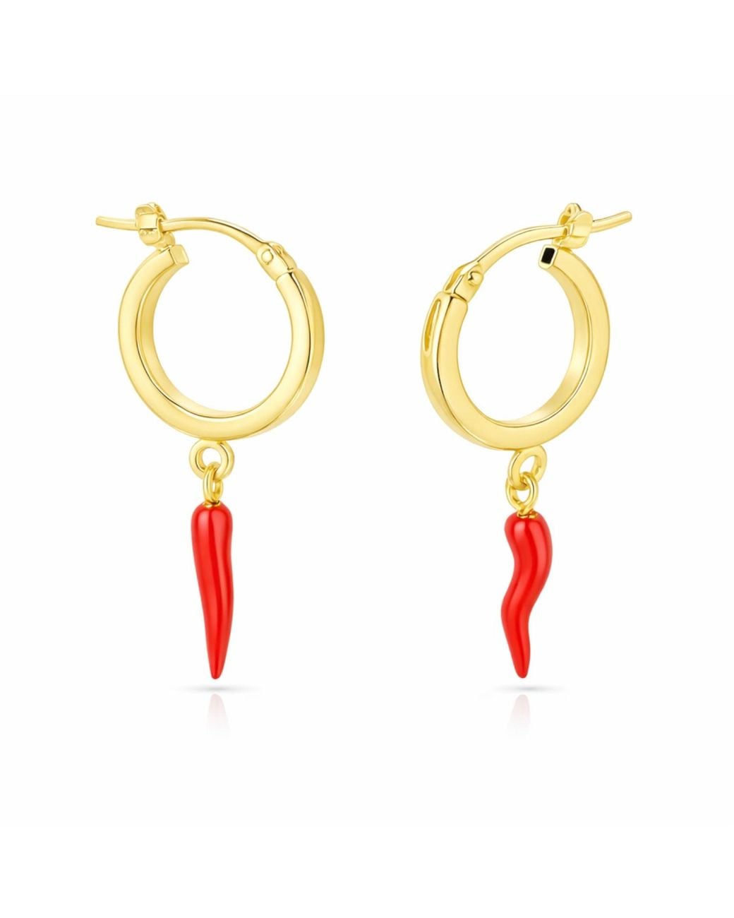 Unaloe Metallic Hoop Earrings With-Plated Horn Pendant