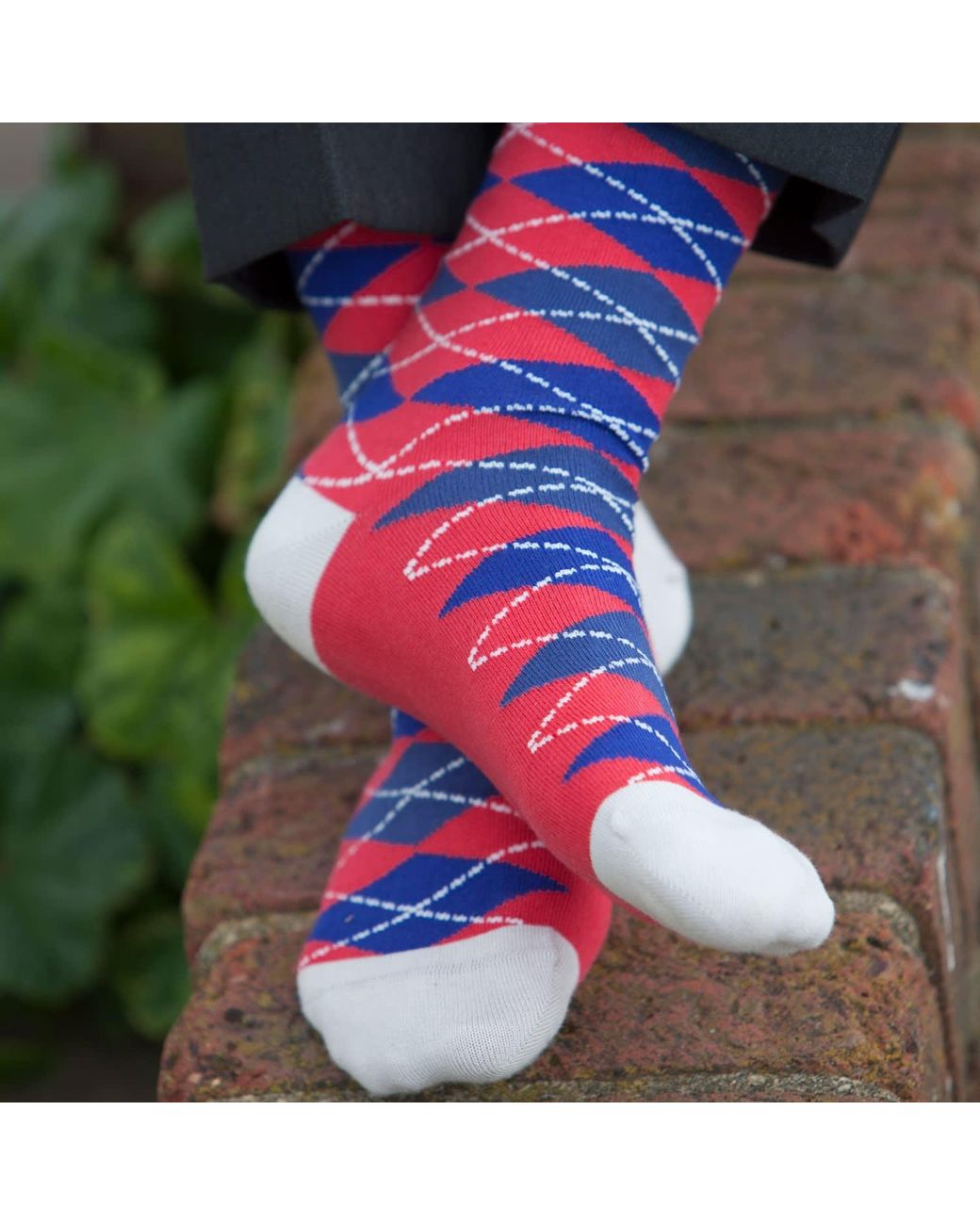 Peper Harow - Made in England Pink Andover & Crimson Argyle Socks Two Pack for men
