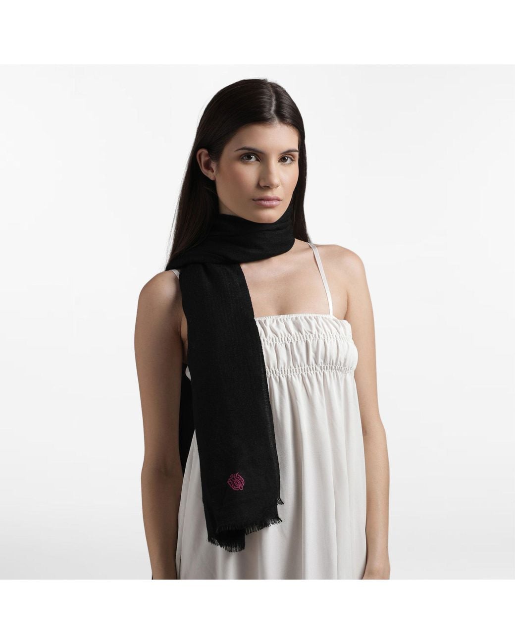Pink Maharani Black Cashmere Stole – Incredible Colors