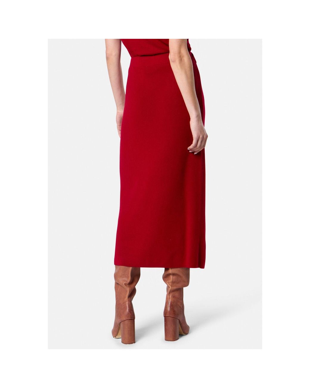 Helen Mcalinden Red Rhea Ribbed Ruby Cashmere Skirt