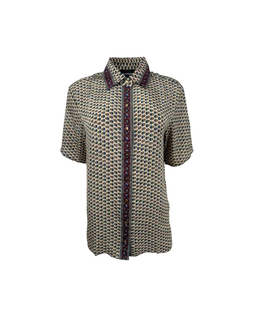 Monzlapur New York Gray Embossed Botanic Short Sleeve Crepe Shirt for men