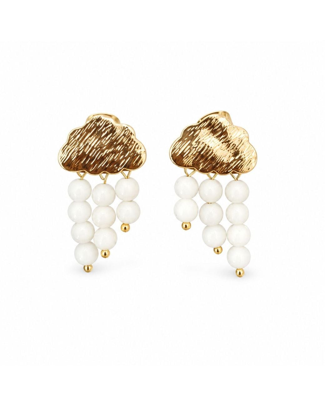 Way to Chic Metallic Cloud With Sea Bamboo Statement Earrings