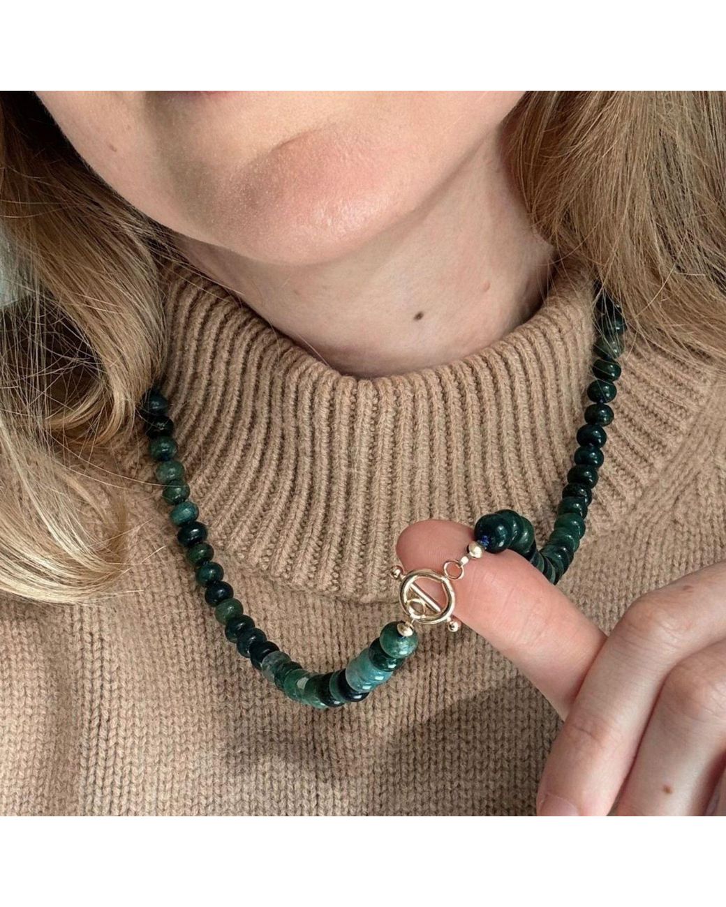Herself Collections Metallic Agate Bead Necklace