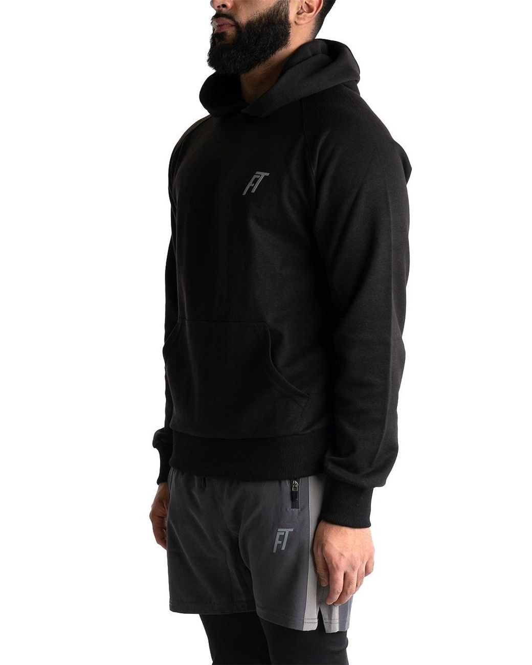 Foster Taylor Black Sports Double Interlock Hoody for men