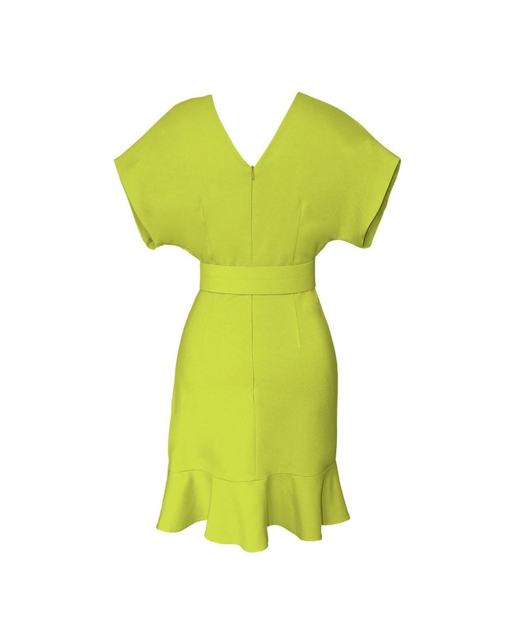 ALINA CERNĂTESCU Yellow Mariposa Lime Mini Ruffle Cocktail Dress
