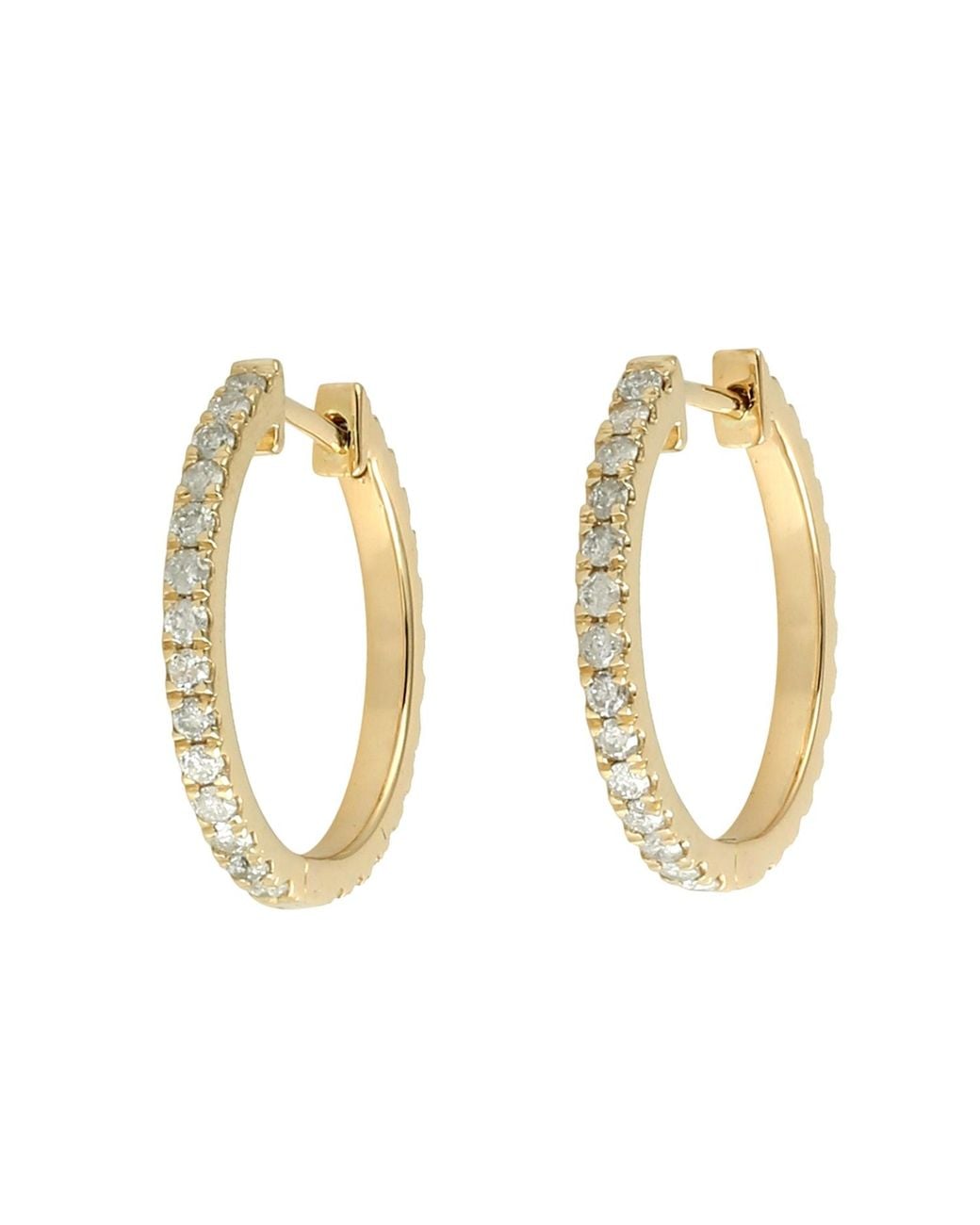 Artisan Metallic 18K Pave Diamond Hoop Earrings