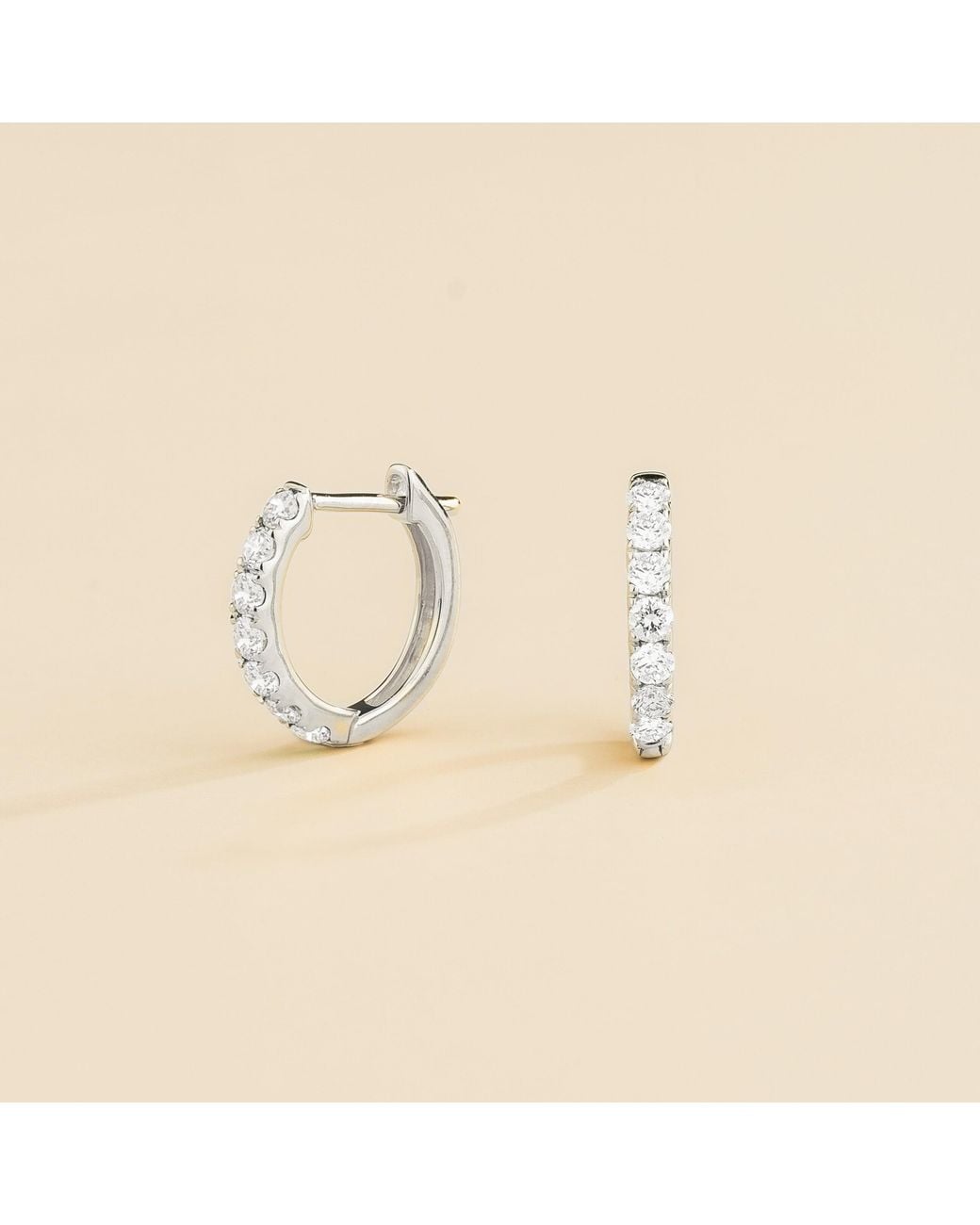 Juvetti Metallic Stacy Diamond Huggie Hoop Earrings