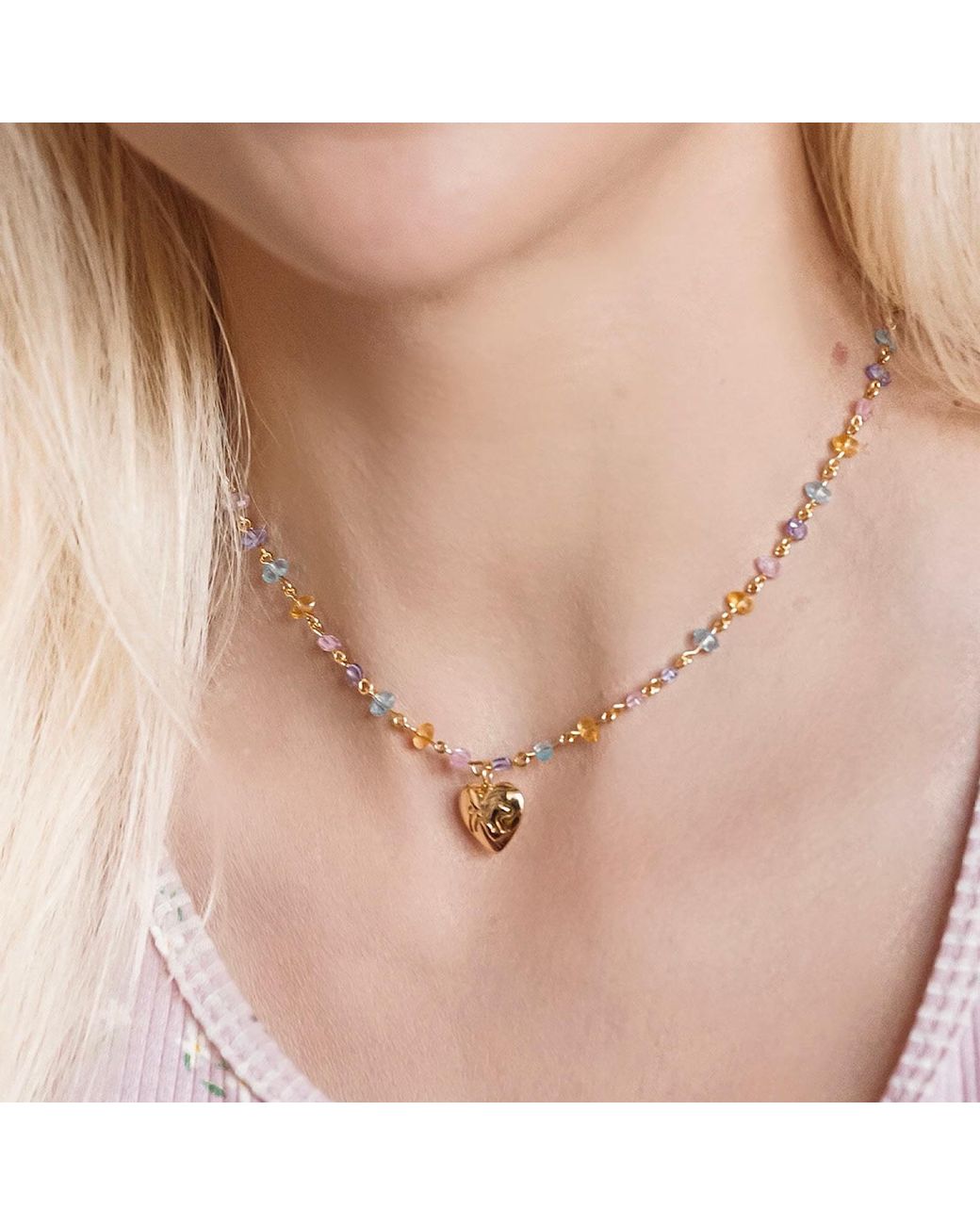 Cloud Haven Metallic Engraved Heart Pendant Necklace