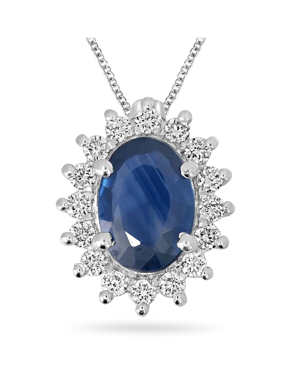 Artisan Blue 18K Sapphire & Diamond Oval Halo Pendant