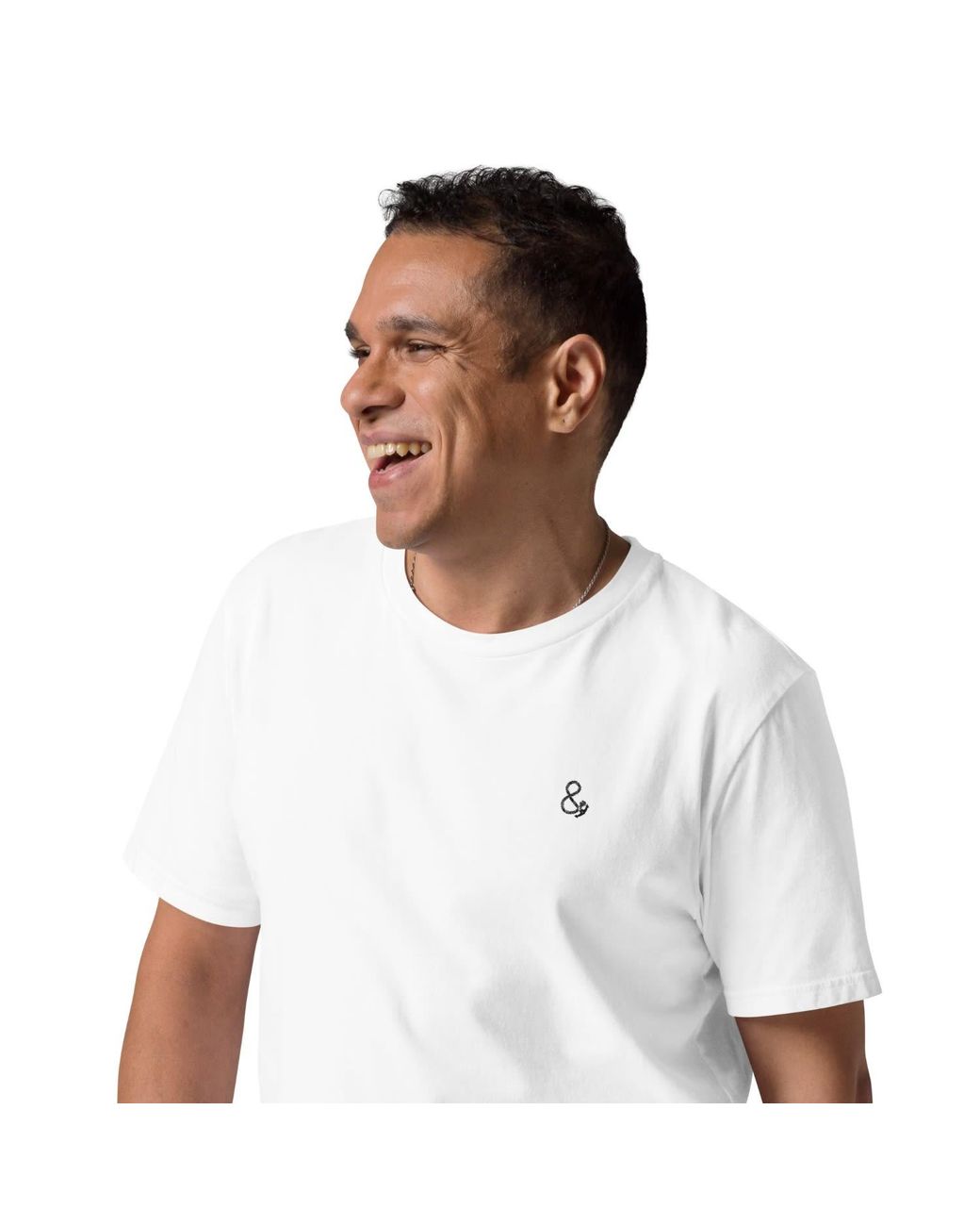 Anchor and Crew White Ampersand Signature Organic Cotton Embroidered T-Shirt for men