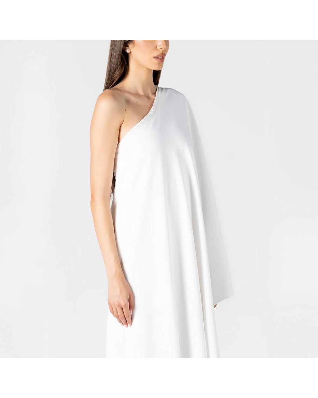 LIA ARAM White Mono Drape Gown