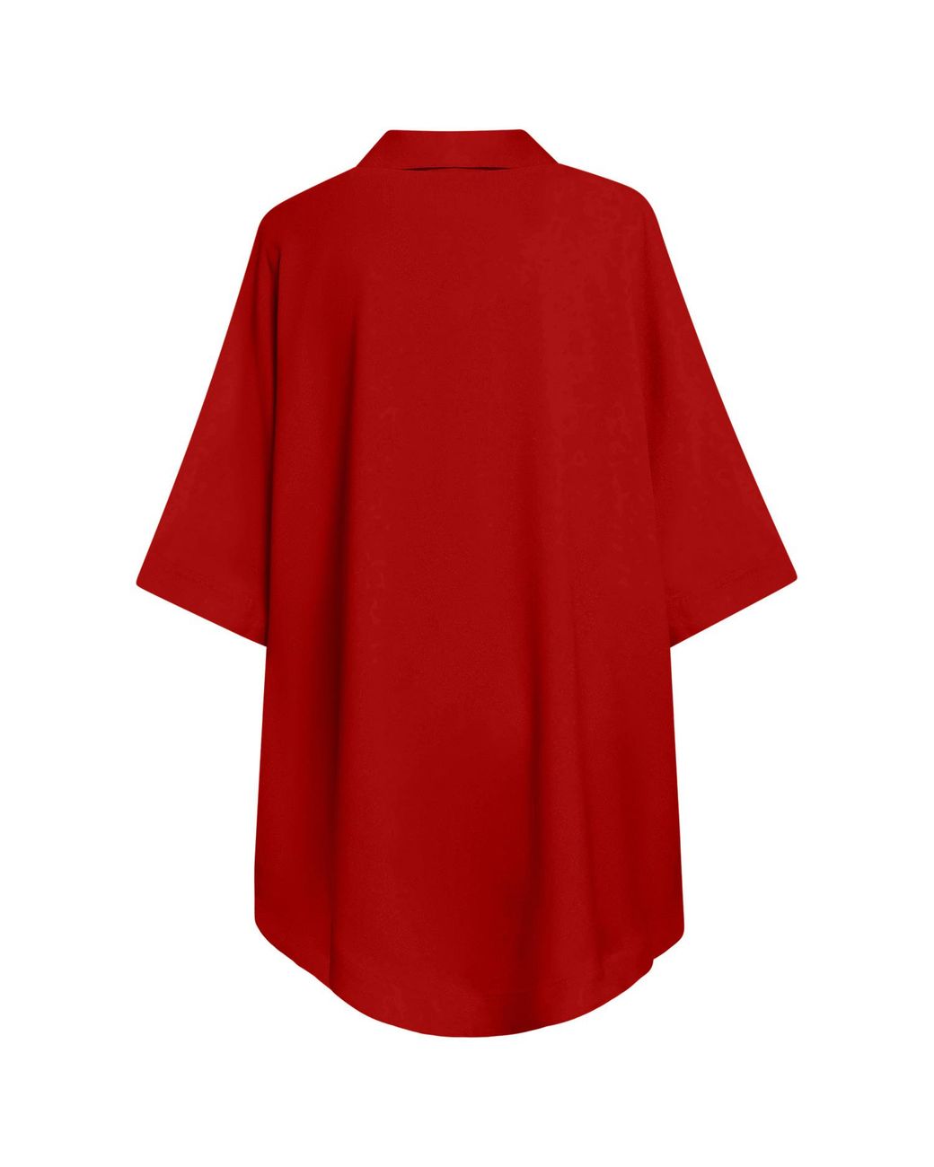Perlavera Red Pinoly Hidden Placket Three Quarter Sleeve Tunic