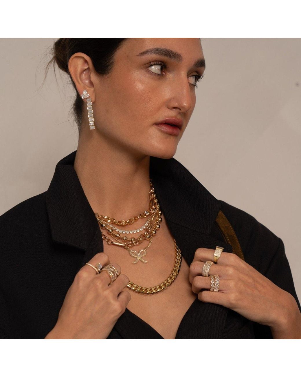 SHYMI Metallic Bezel Set Heart Tennis Necklace