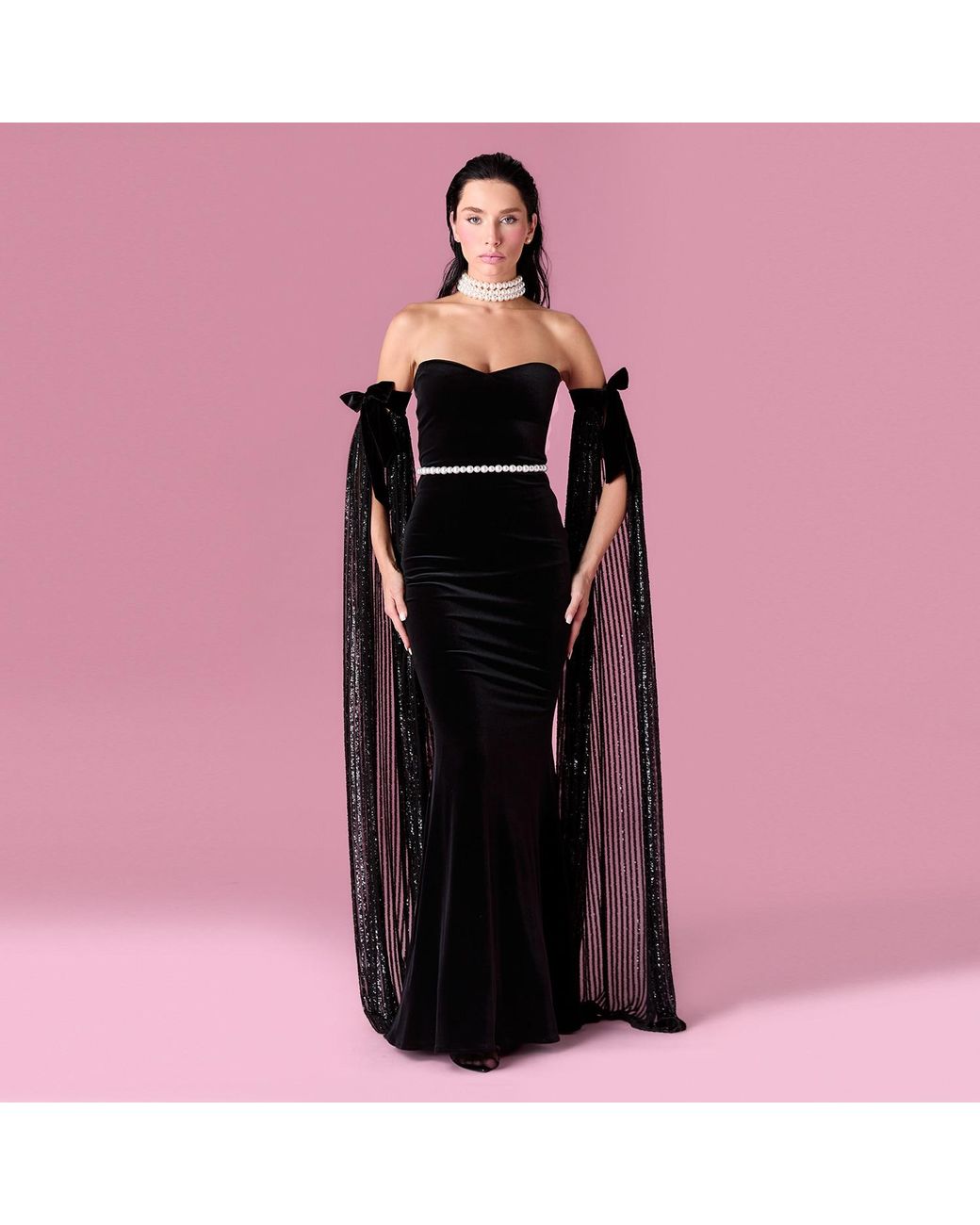 Nur Karaata Black Daisy Gown