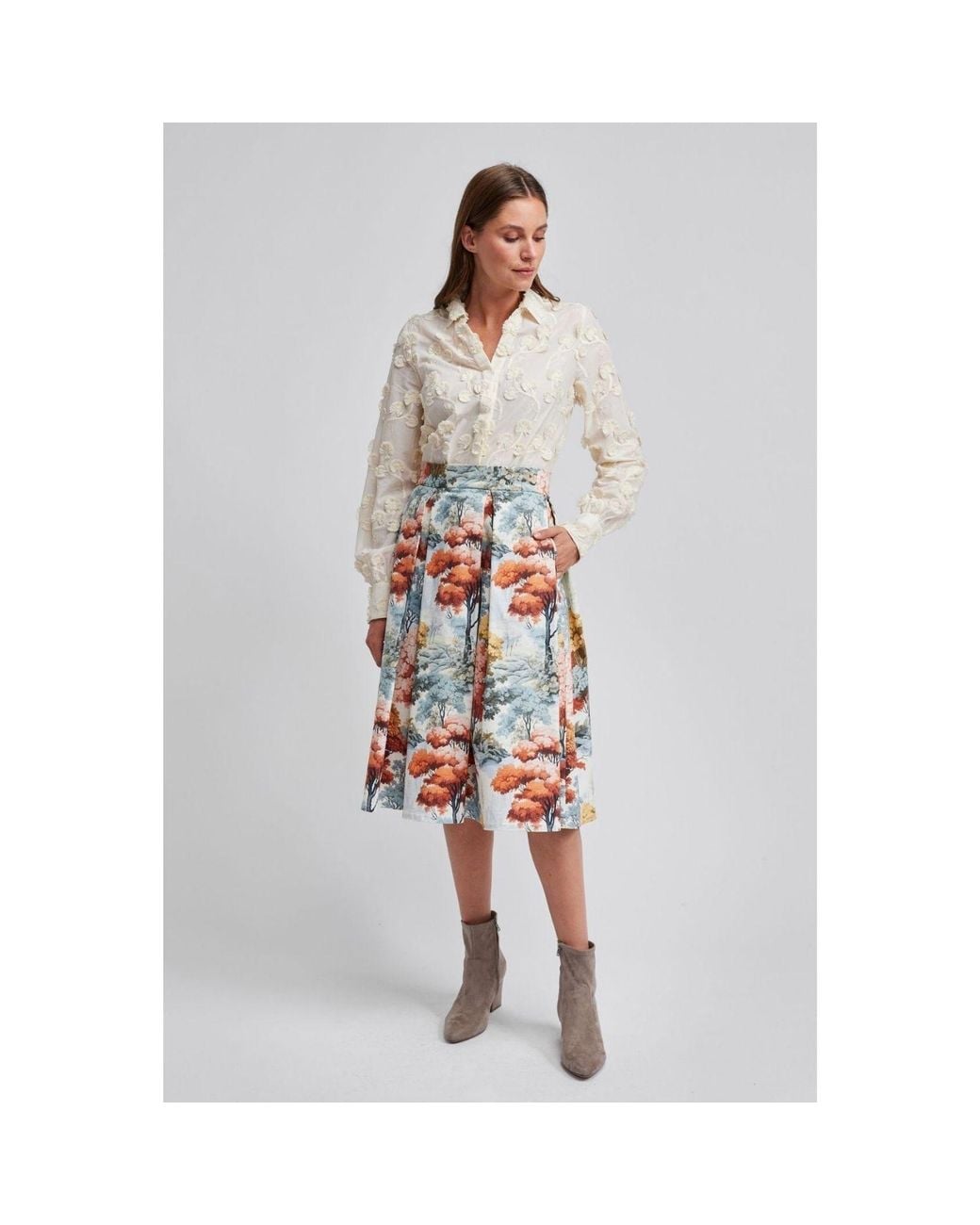 Marianna Déri Multicolor Pleated Skirt Autumn Forest