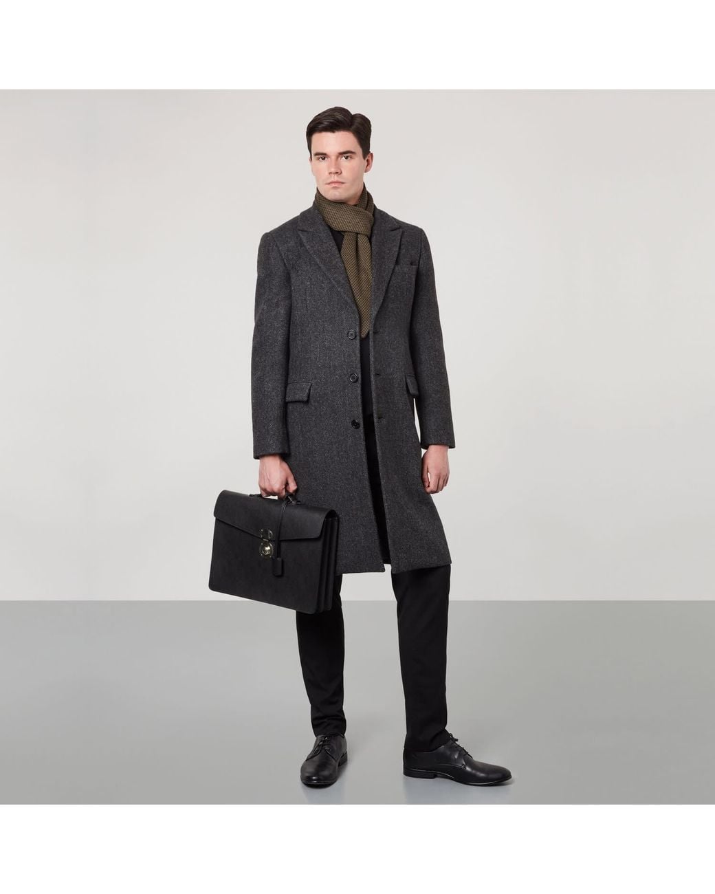 SEREN LONDON Gray Single Breasted Wool Coat for men