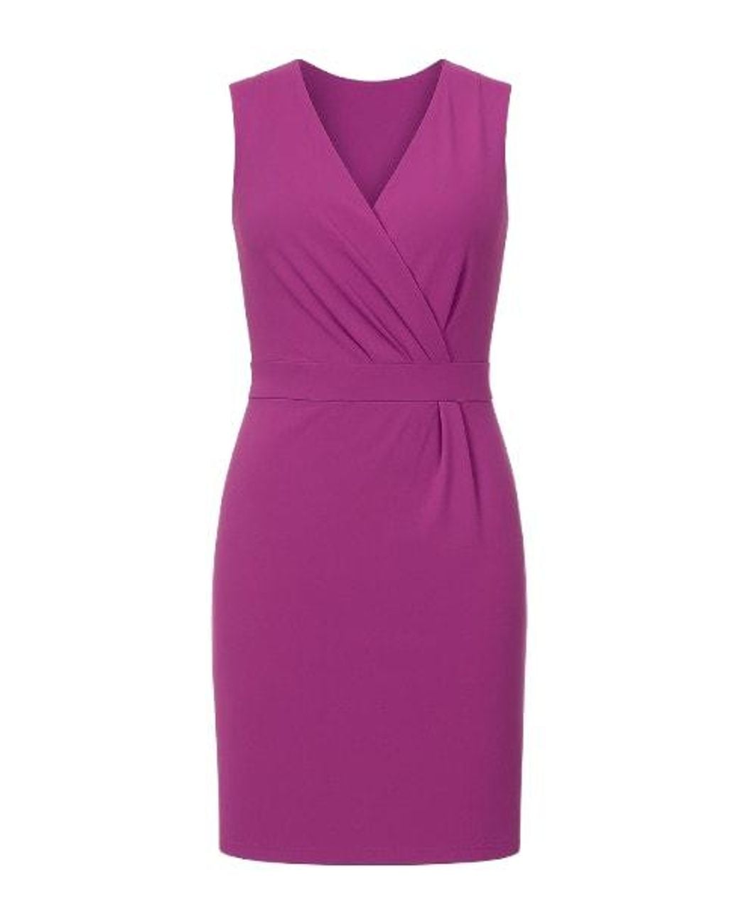 Conquista Purple Sleeveless Faux Wrap Dress