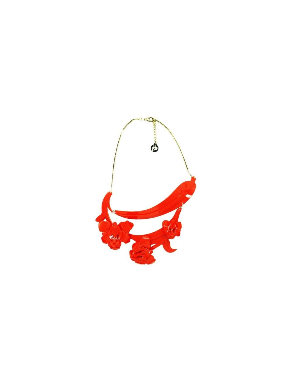 Gissa Bicalho Red Acrylic Handmade Necklace Orchid