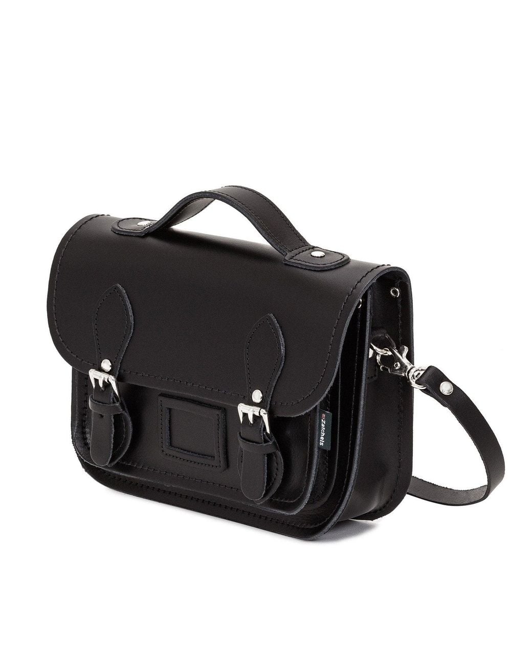 Zatchels Black Leather Midi Satchel