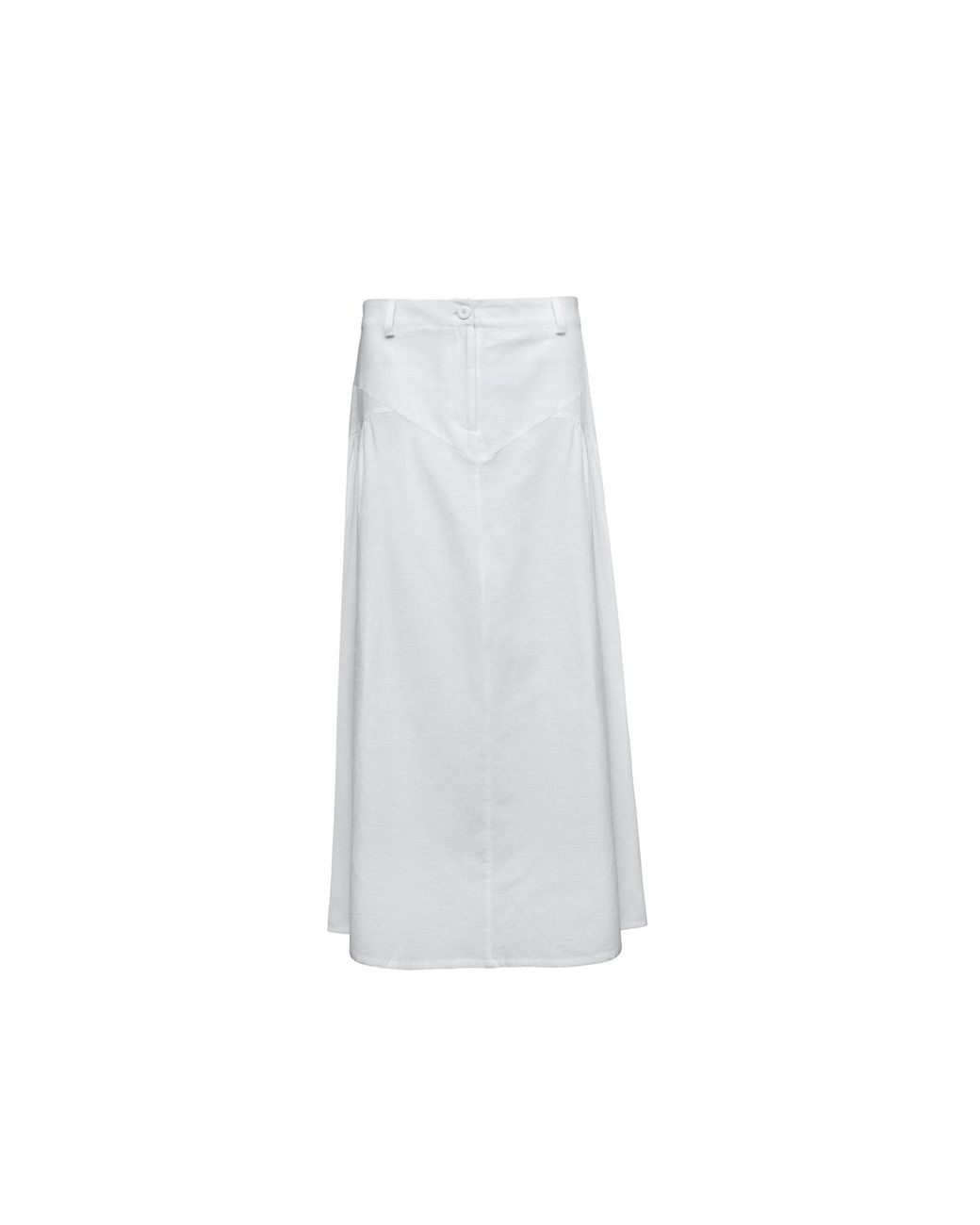 Audrey Vallens White Cotton Drop-Waist Skirt