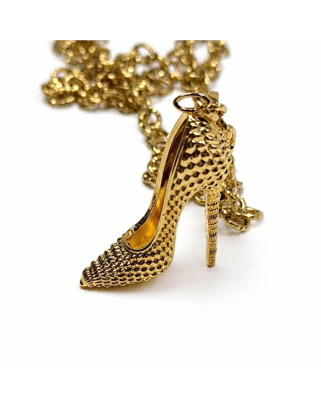 Jagged Halo Jewelry Metallic I'M Bad Stiletto Heel Shoe Pendant Necklace Filled