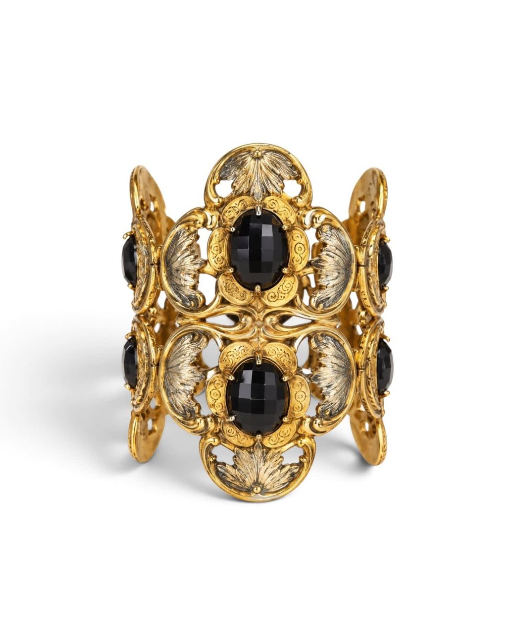 Vstyle Metallic Heritage Baroque Crystal Statement Cuff