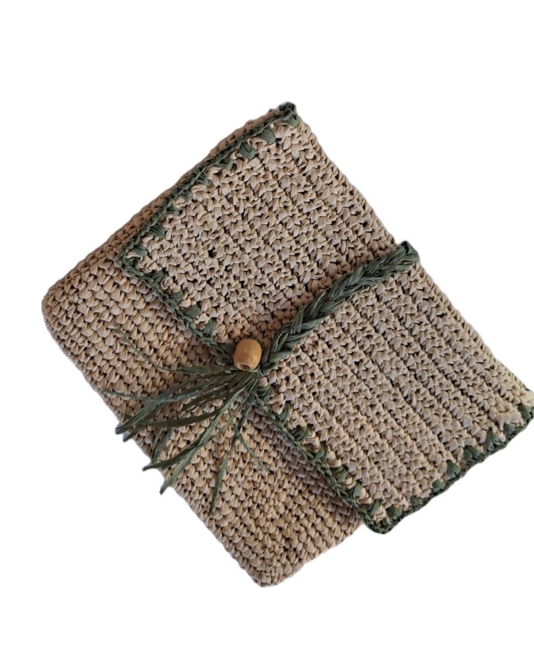 Springmoonatelier Brown Neutrals Raffia Cream Clutch Bag