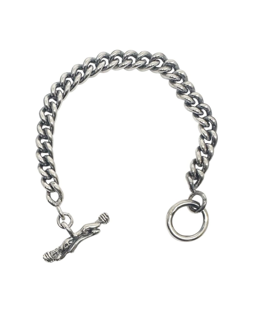 Tg-Jewellery by Tamara Gervasio Metallic Sterling Curb Chain Bracelet With Celtic Crocodile Hand T-Bar Clasp for men