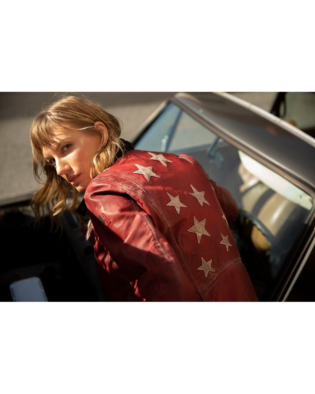 Mauritius Red Star Lambskin Leather Jacket Christy