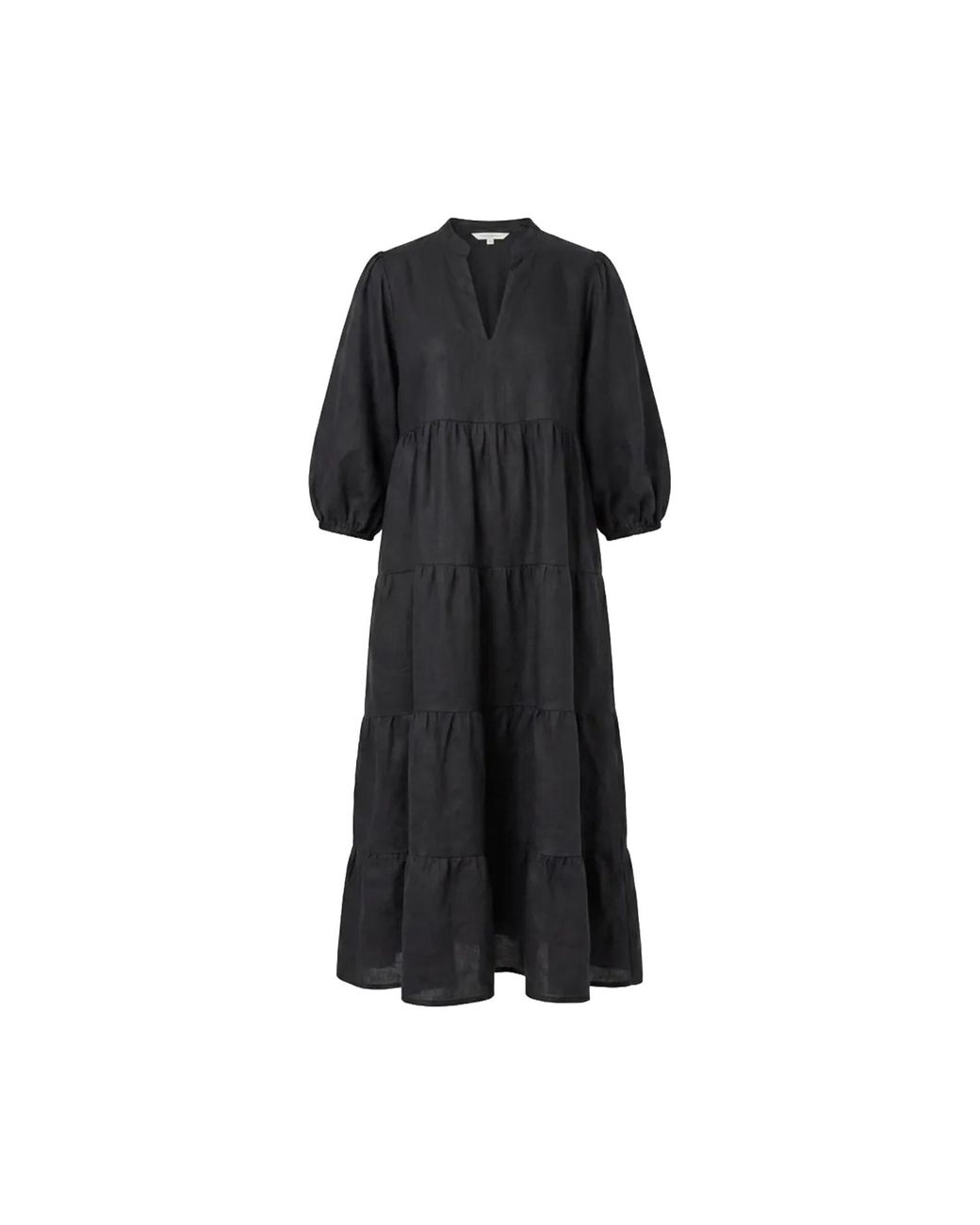 Adrift Clothing Black Sabre Linen V-Neck Dress