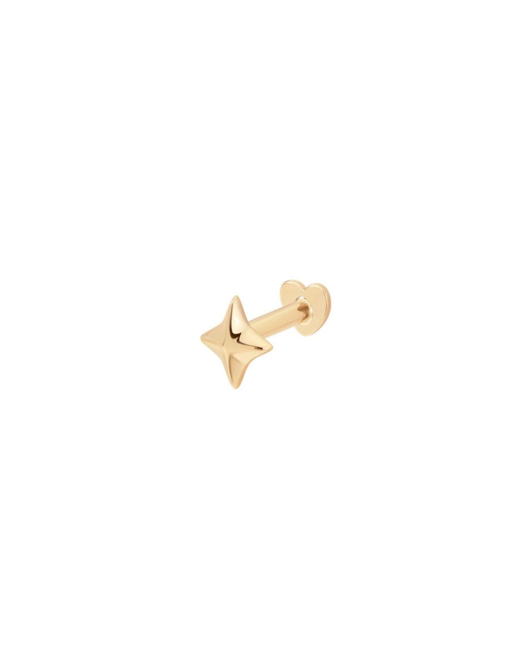 Vanhi Metallic 14K Solid Four Point Star Flat Back Stud