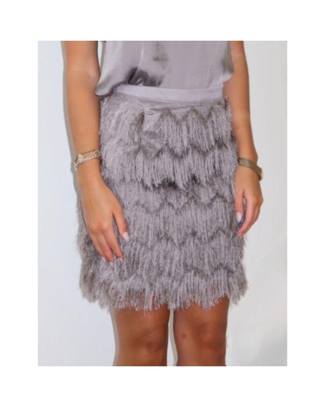 LAHIVE Purple Levi Mist Fringe Skirt
