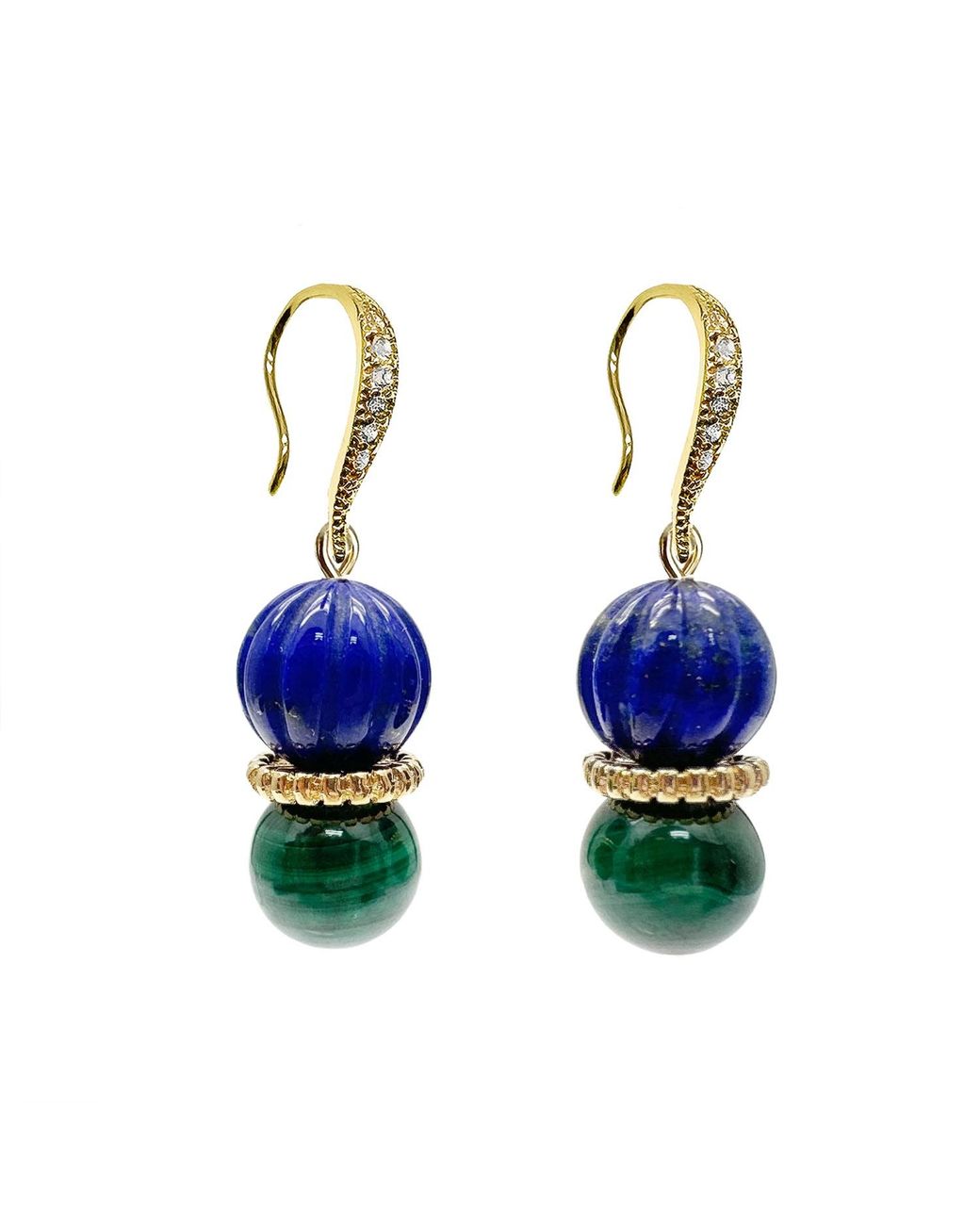 Farra Blue Lapis With Malachite Color Matching Earrings