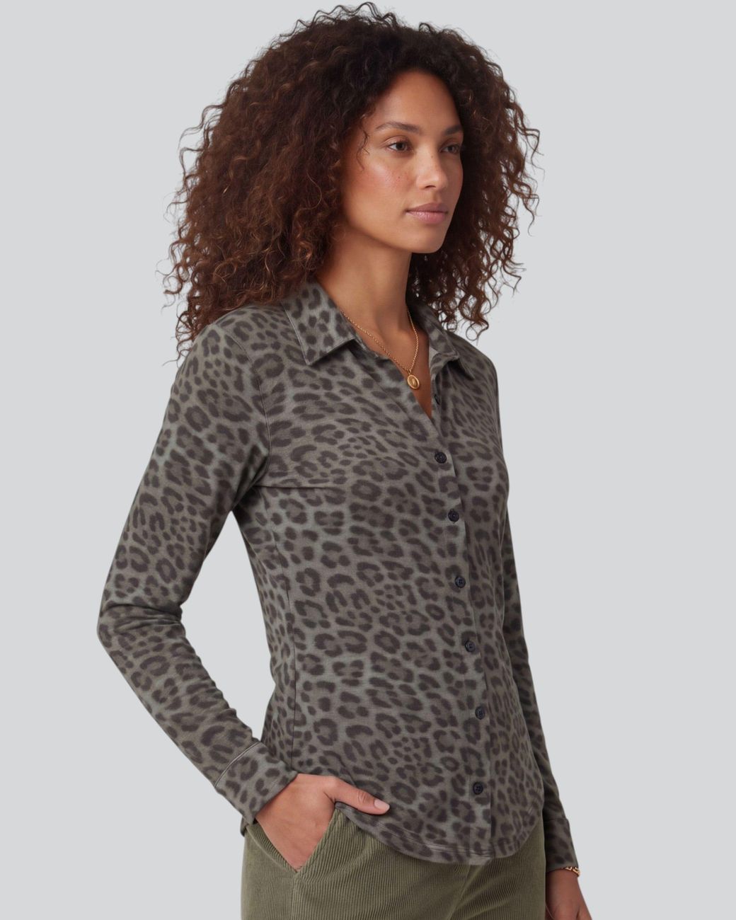Lords of Harlech Black Scarlet Leopard Sage Merino Jersey Long-Sleeve Shirt