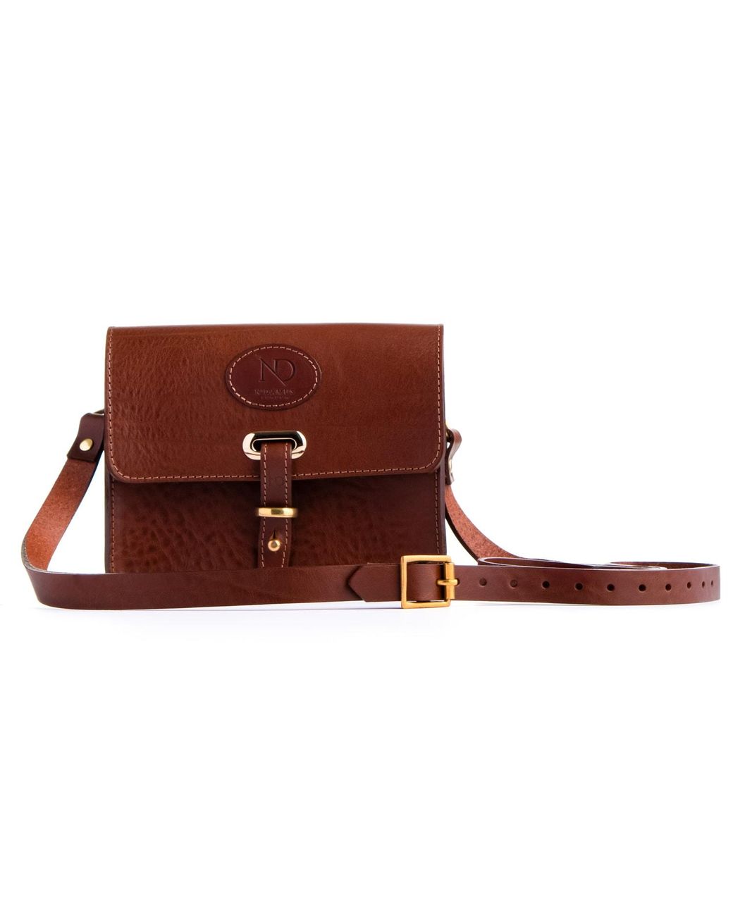 N'damus London Brown Mini Soho Chestnut Leather Crossbody Bag