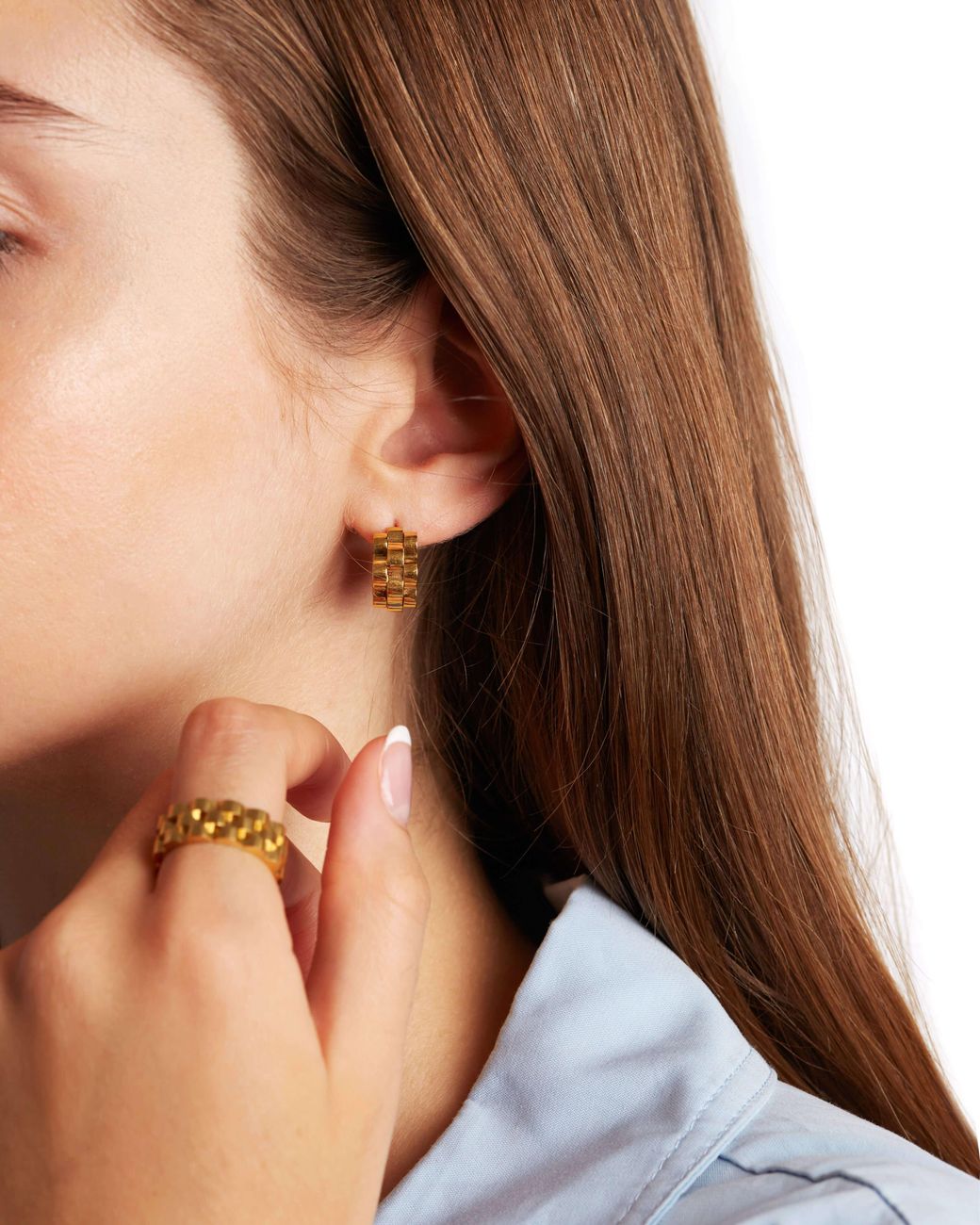 Ballinger Jewellery Metallic Baby Watch Strap Hoop Earrings