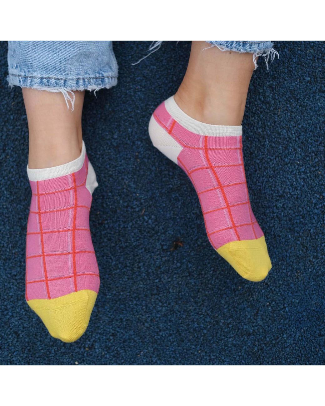 Peper Harow - Made in England Pink Grid & Leopard Trainer Socks Bundle