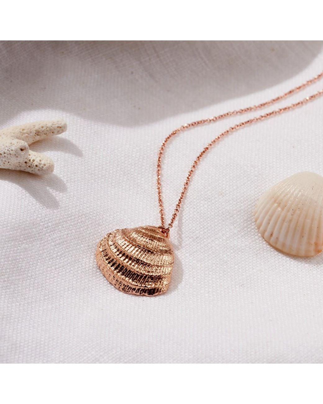 Posh Totty Designs Metallic Rose Gold Plated Clam Shell Necklace