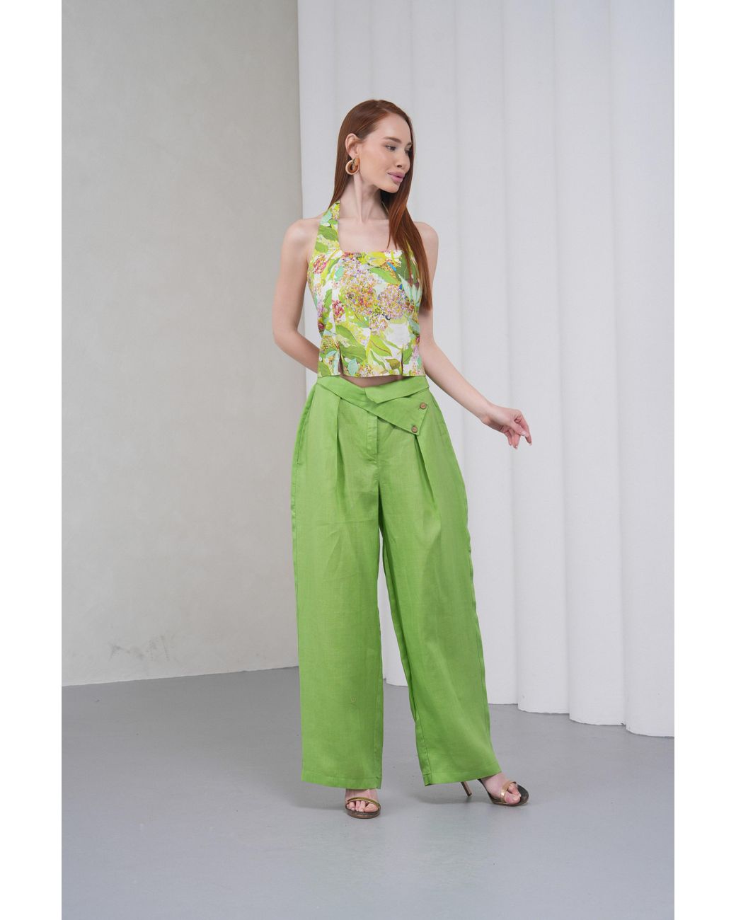 Lumina Eligma Yellow The Halterline Linen Blouse